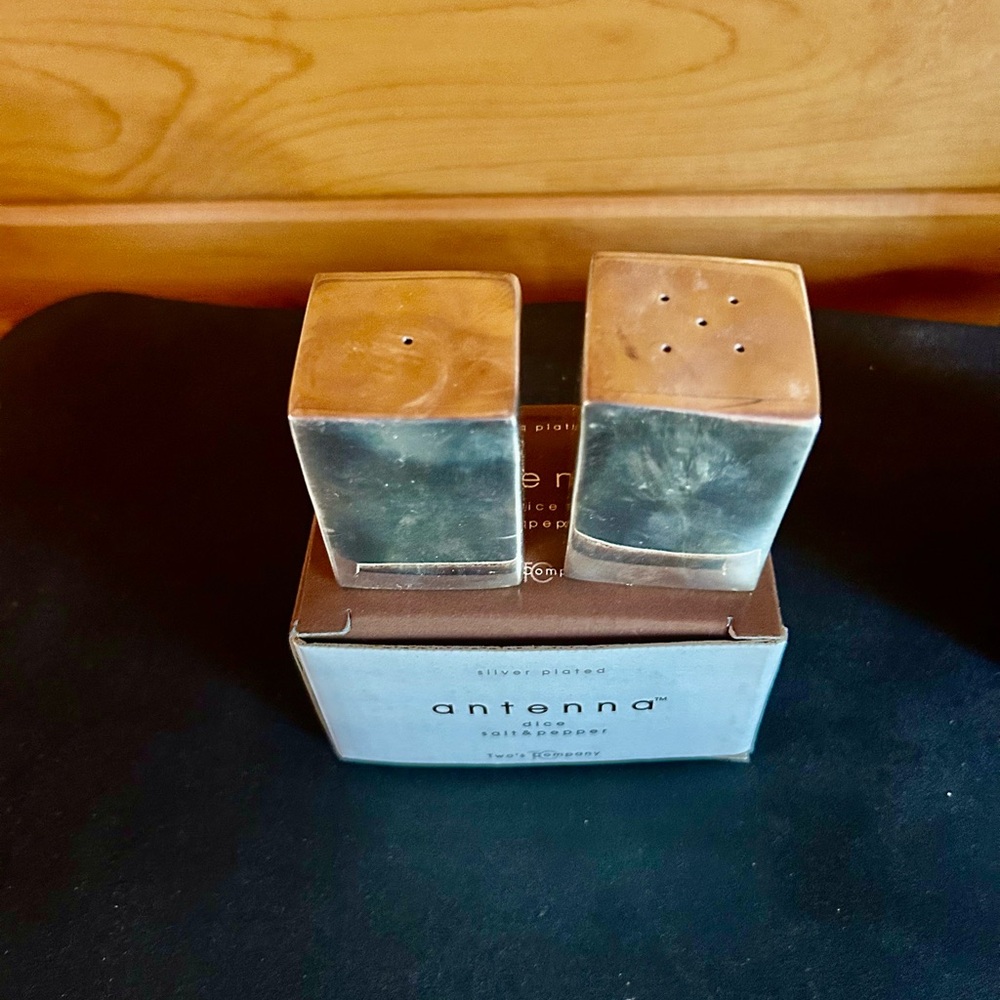 Two's Company Silver Plated Dice Salt and Pepper Set